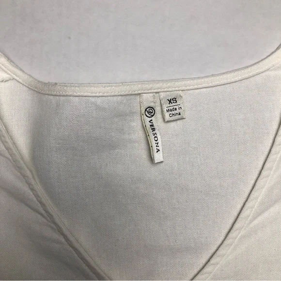 ⭐️NEW⭐️Versona White Linen Puff Sleeve Top - Picture 4 of 11